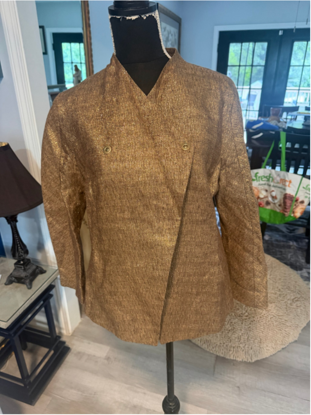 Women's Jones New York Gold Metallic Blazer Jacket Size 12